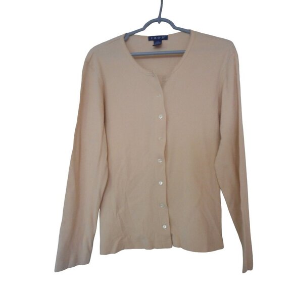 Izod Sweaters - Izod ribbed Cardigan Size M  light beige / Cream 100% cotton